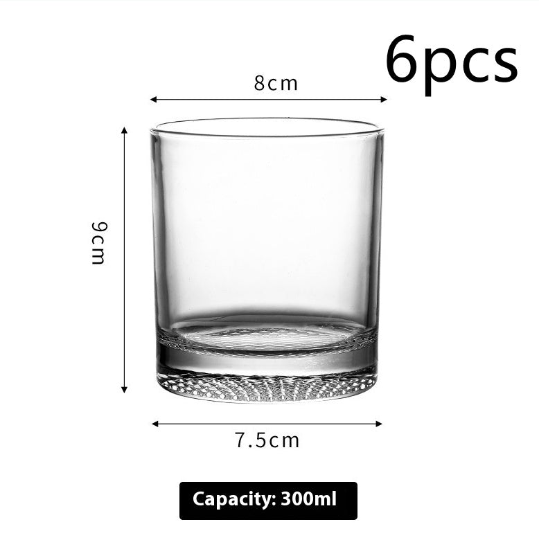 Whiskey Glass Crystal Grid Flower Ice Hockey Classical Rock Cup Bar Round