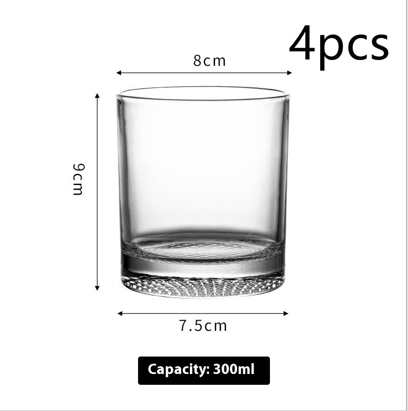 Whiskey Glass Crystal Grid Flower Ice Hockey Classical Rock Cup Bar Round