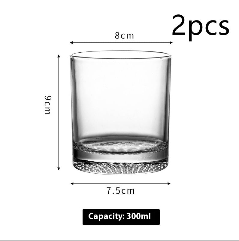 Whiskey Glass Crystal Grid Flower Ice Hockey Classical Rock Cup Bar Round