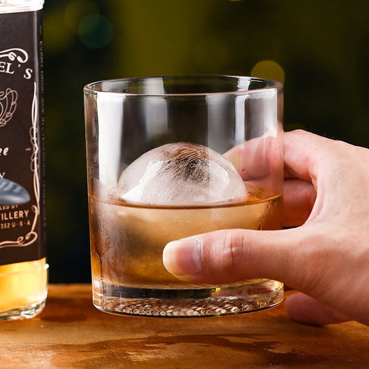 Whiskey Glass Crystal Grid Flower Ice Hockey Classical Rock Cup Bar Round
